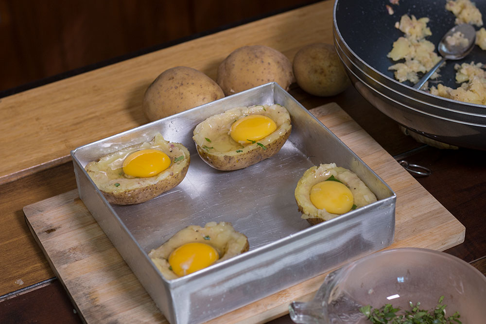 Potatoes in baking tray