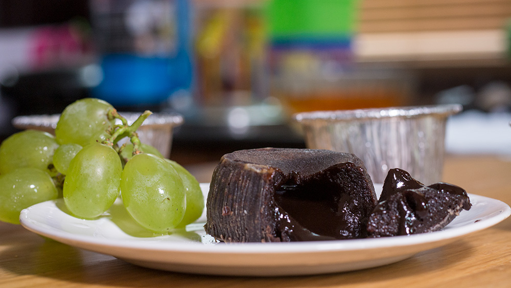 Chocolate Lava Cake with Grapes