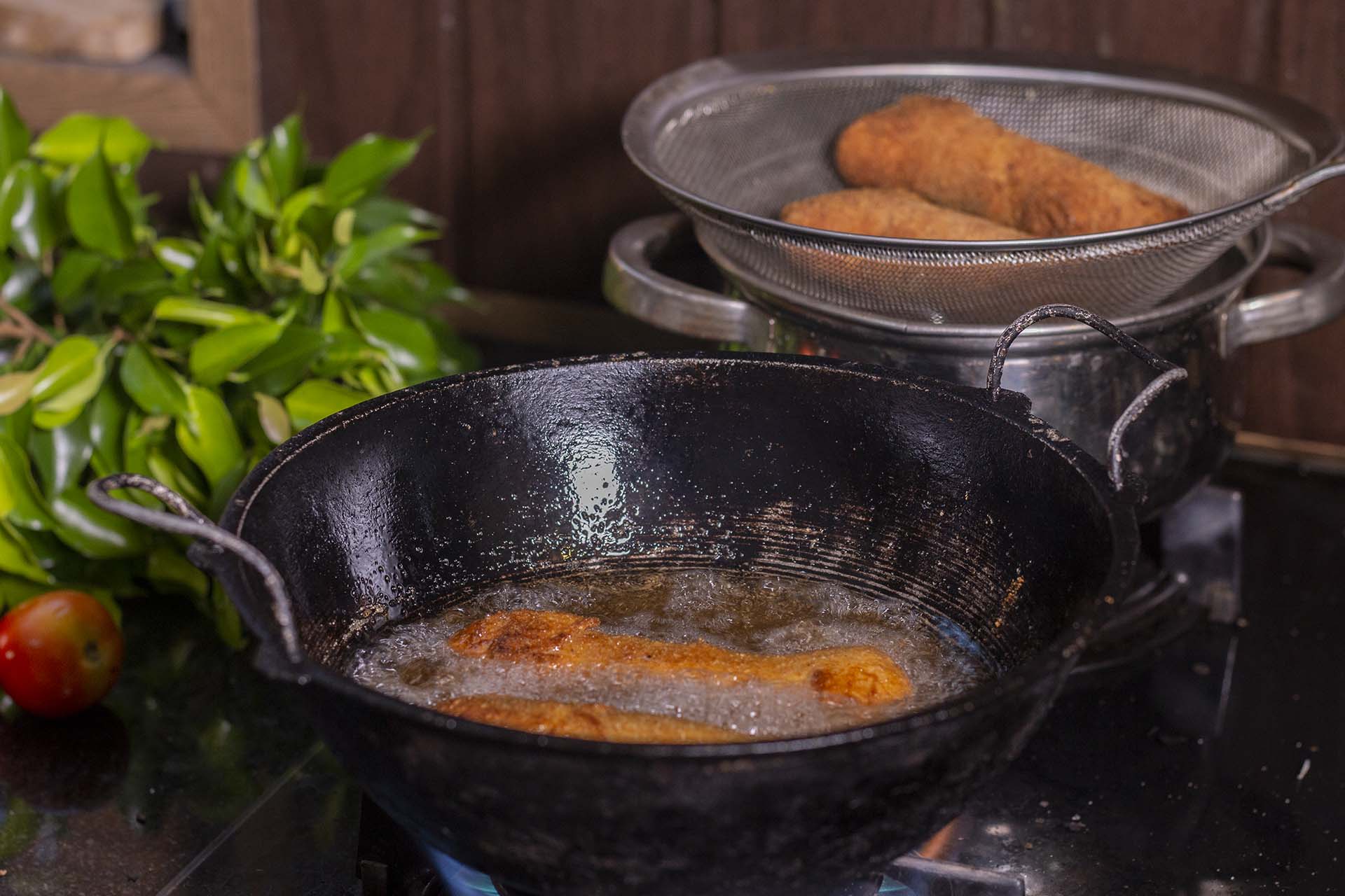 Fish Rolls while frying