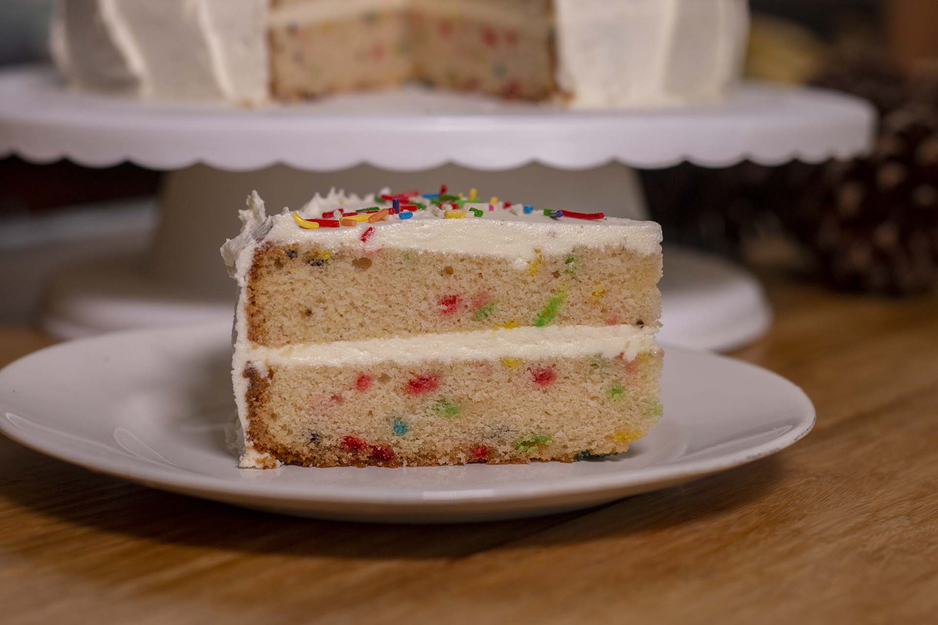 Side view of Funfetti Cake