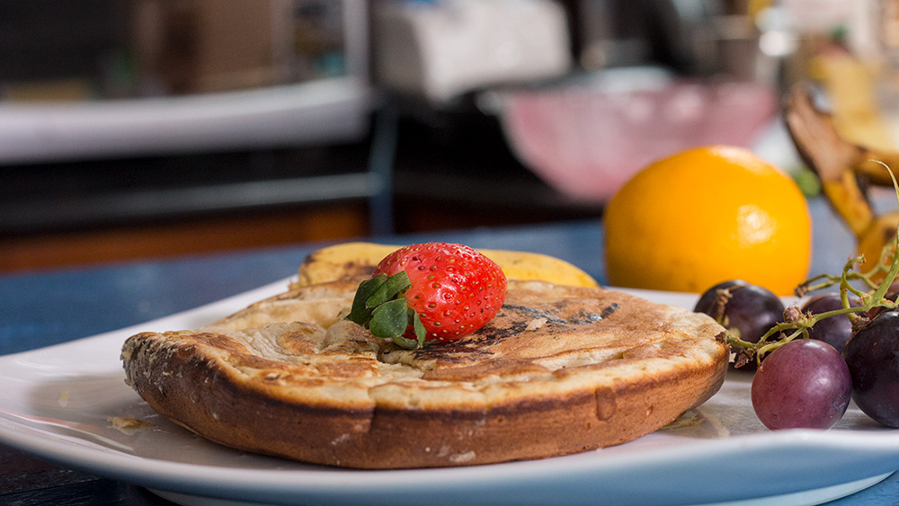 Japanese Pan Cakes with a Strawberry