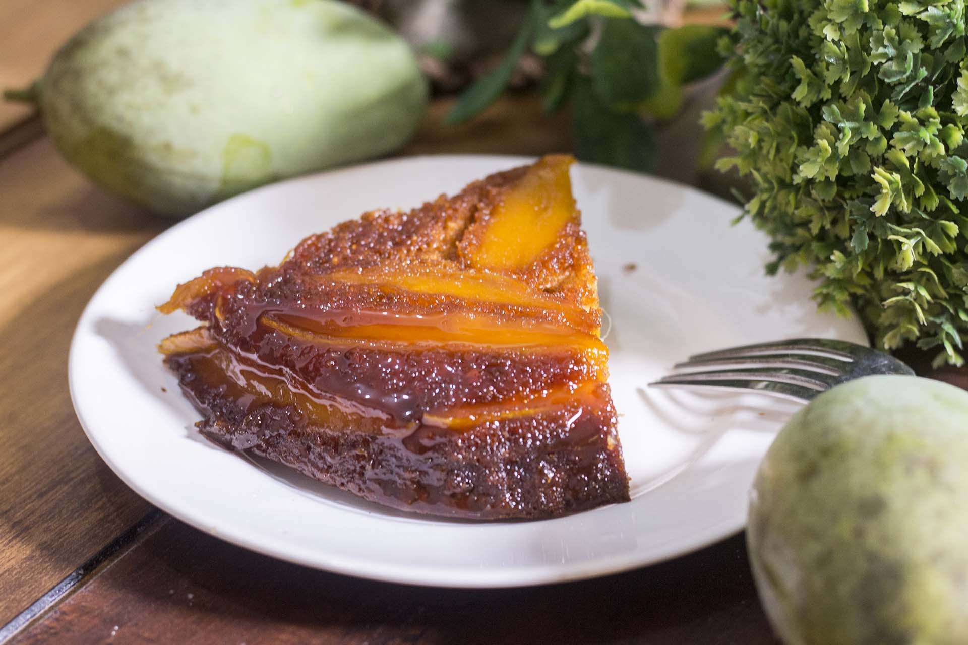 Piece of Mango Upside Down Cake