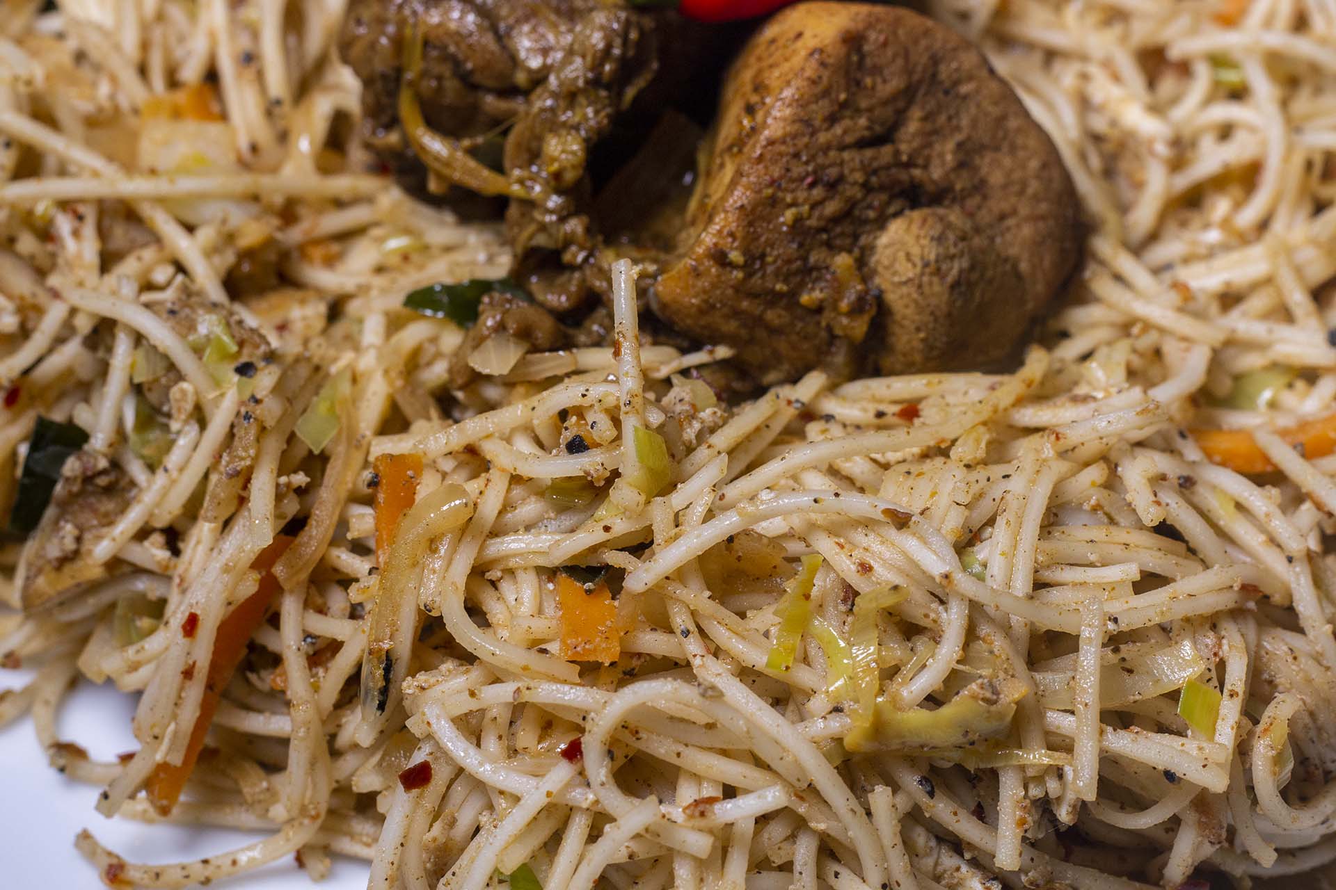 Closeup view of Noodles Kottu