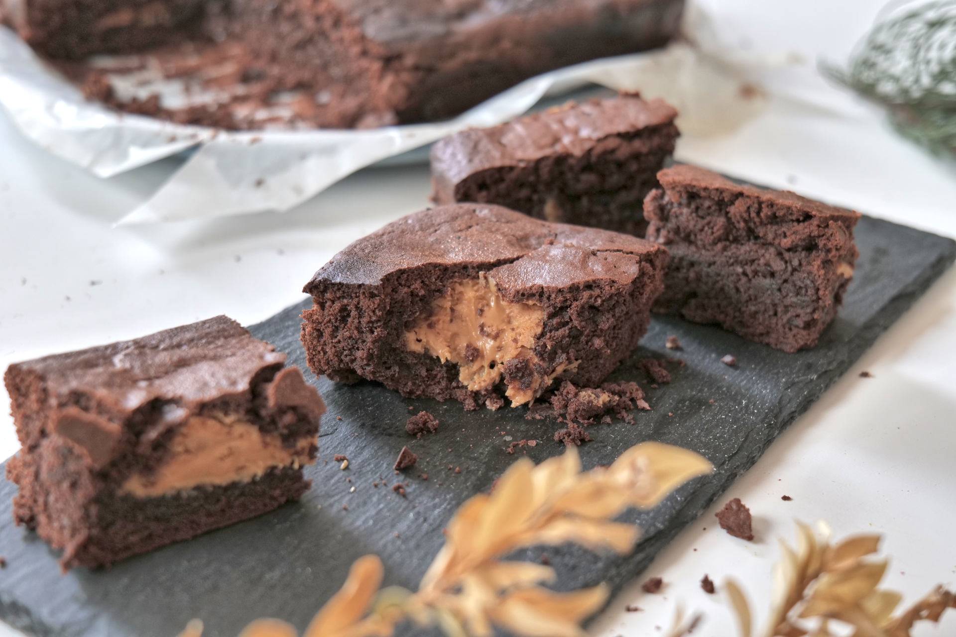 Peanut Butter Stuffed Brownies