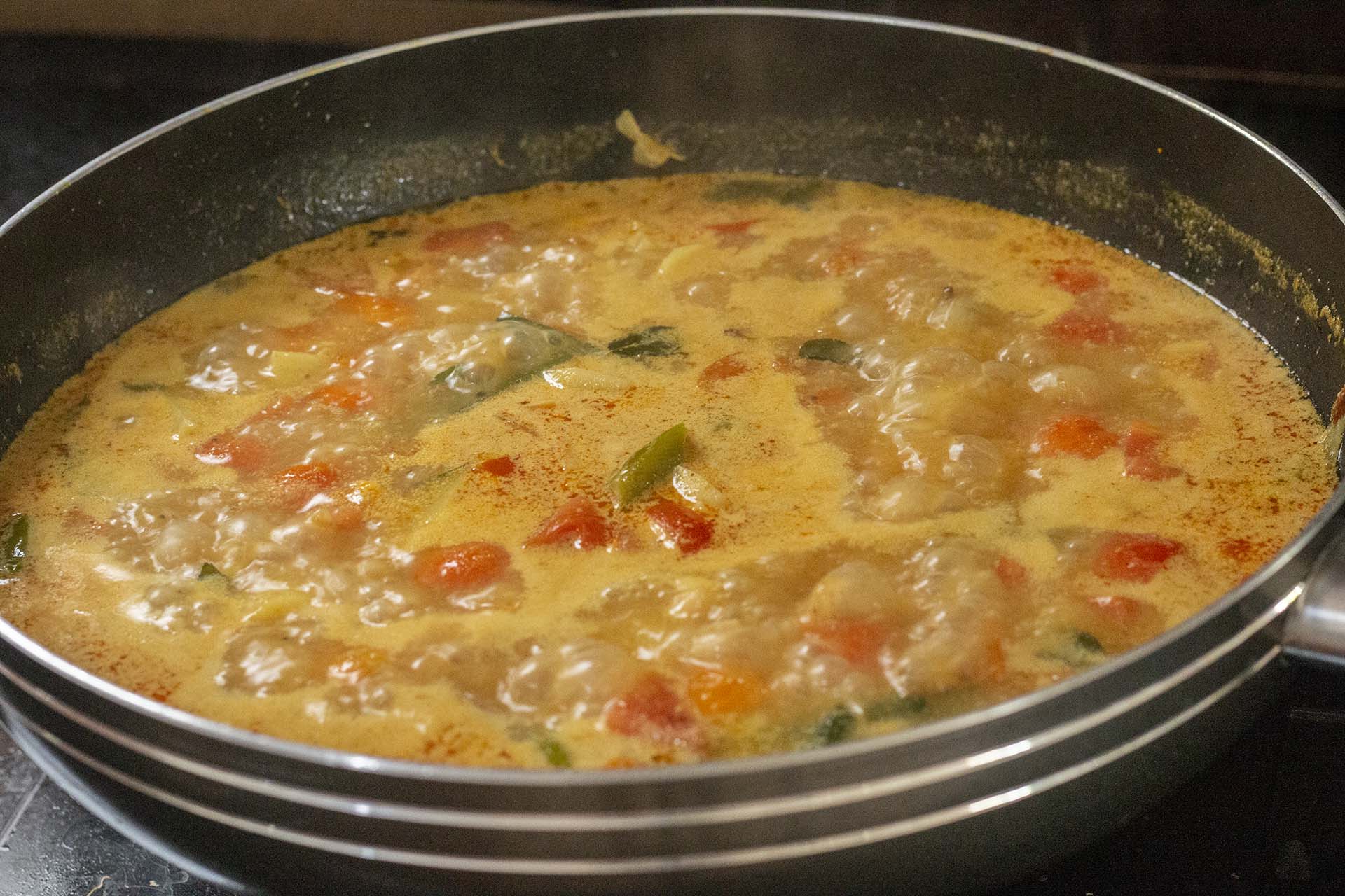 Potato Chickpea Curry while cooking