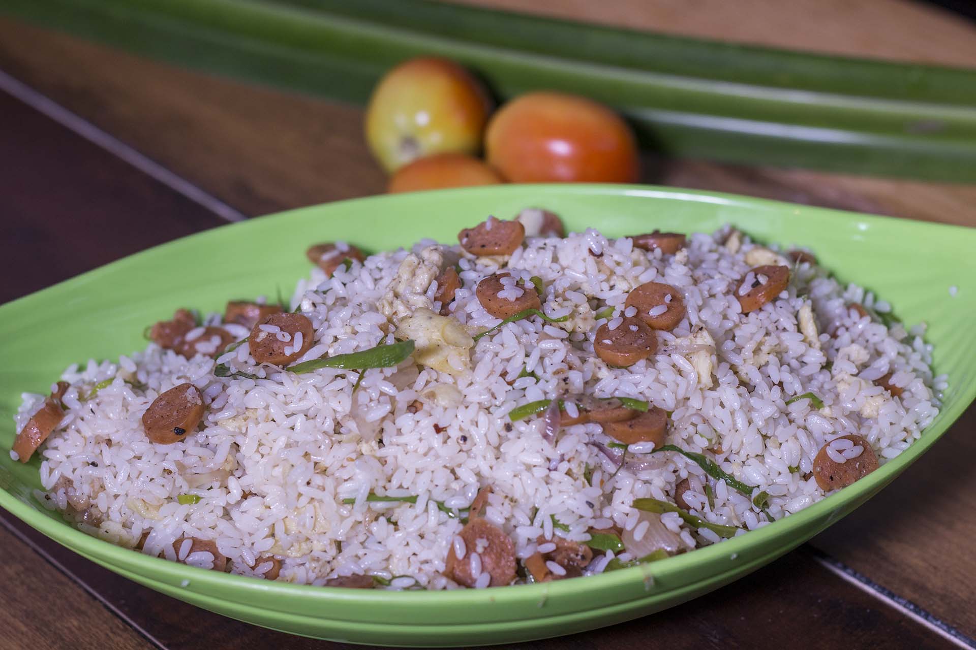 Side view of Sausage Fried Rice