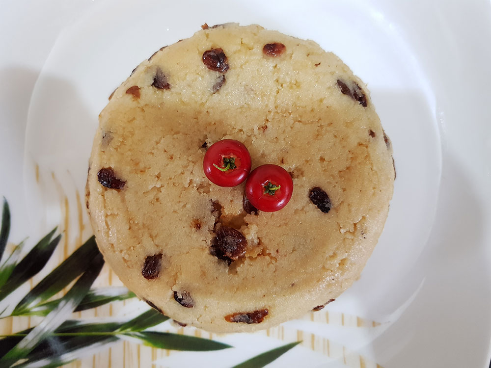 Top view of Semolina/Rulang Pudding