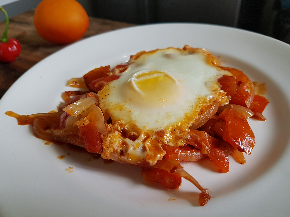 Shakshuka egg on a dish