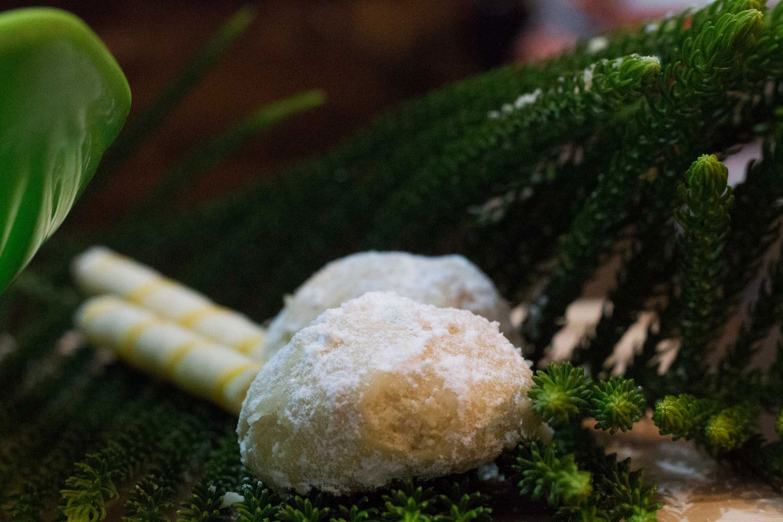 Snowball Cookies on a Leaf