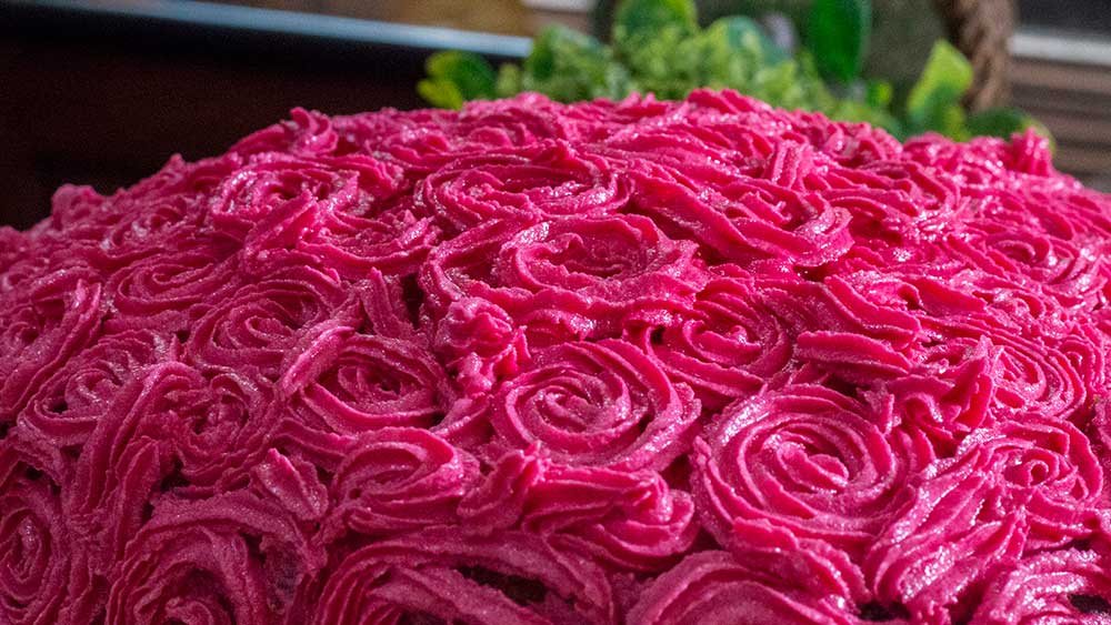 Close up view of Valentine Rose Cake
