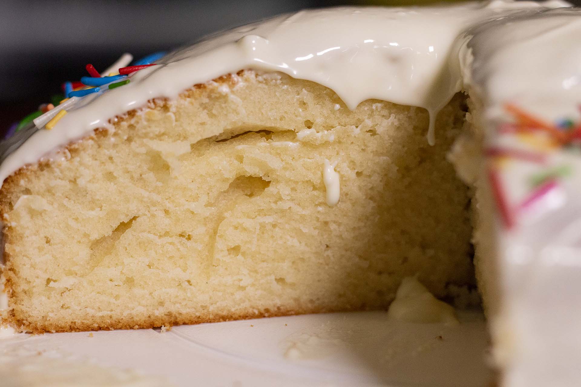 Close up view of White Chocolate Mud Cake