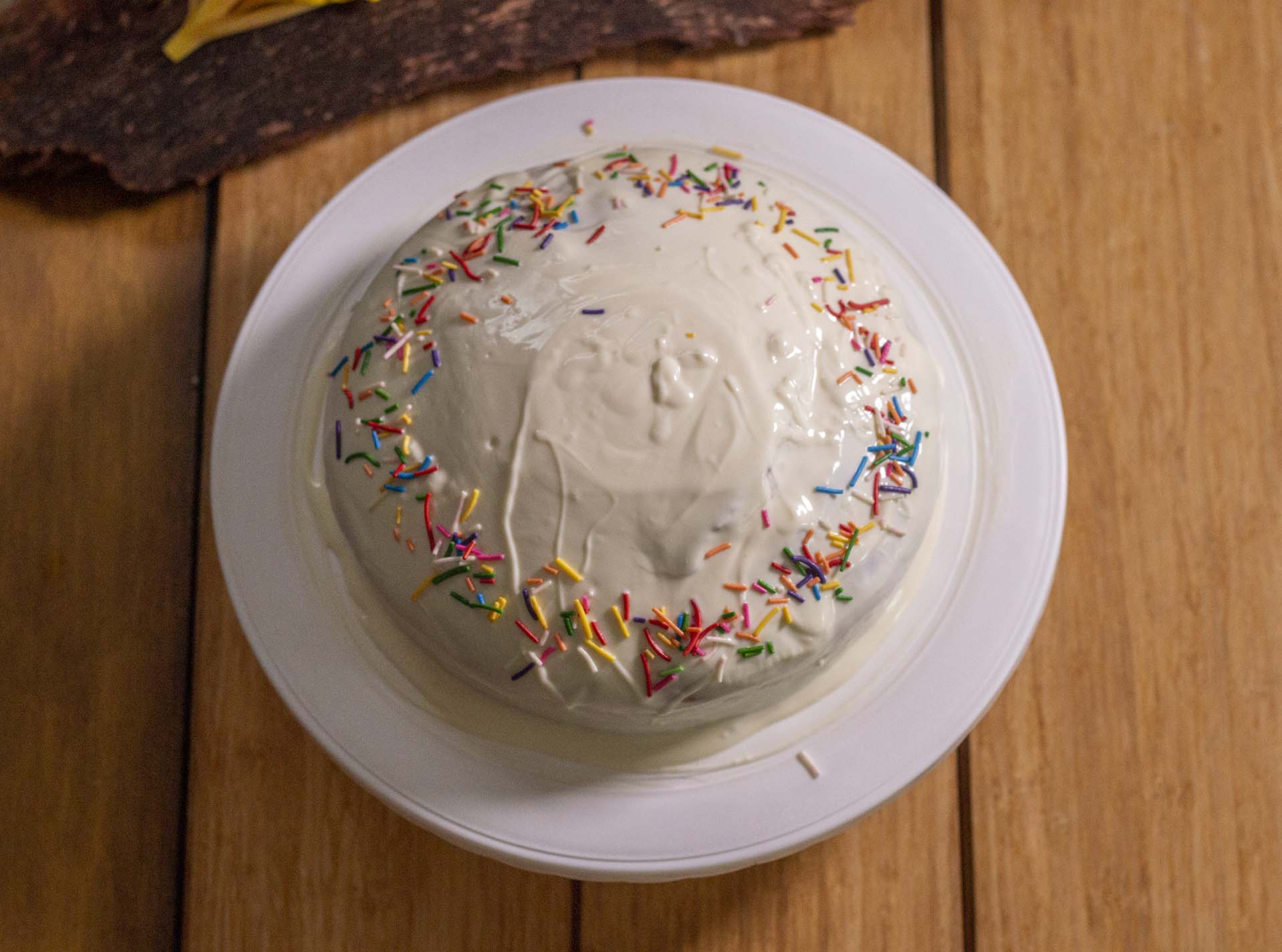 Top view of White Chocolate Mud Cake