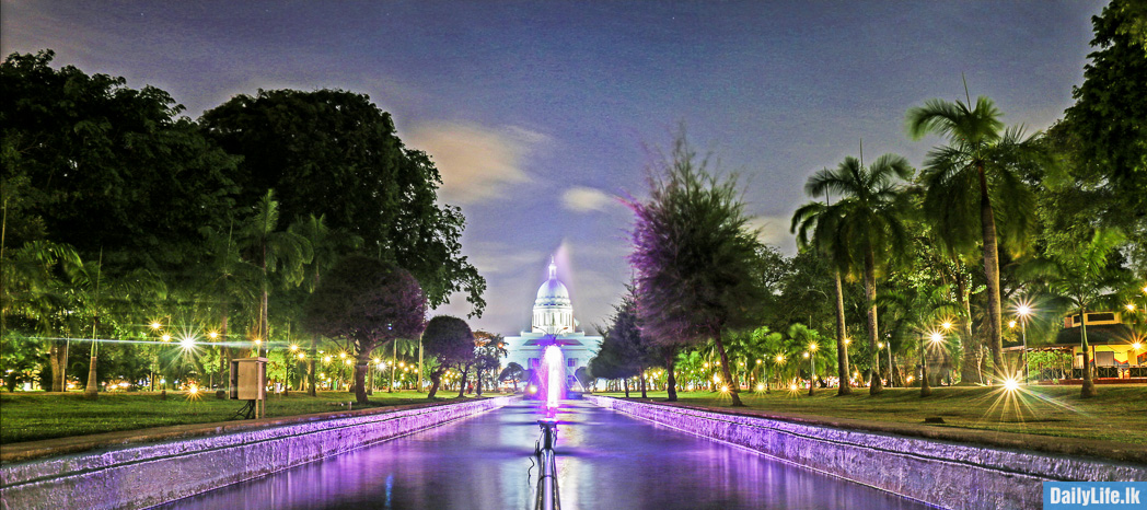 View of the Town Hall Building from Vihara Maha Devi Park (Formerly Victoria Park).